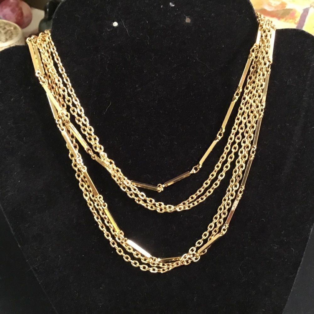 Goltone 3 Strand Necklace - Picture 4 of 5